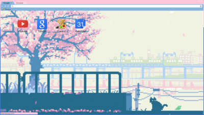 Pixel Cherry Blossom Cityscape