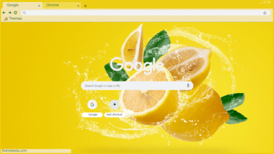 water splashing on yellow lemon on yellow background