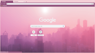 Minimalist Pink and Purple City Skyline