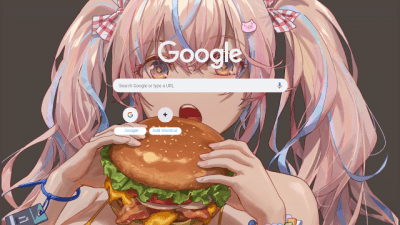 ANIME GIRL EATING HAMBURGER. 