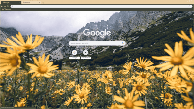 Yellow Flowers in a Mountainous Valley