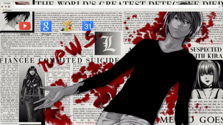 1680x1050 death note deathnote light l anime Chrome Themes - ThemeBeta