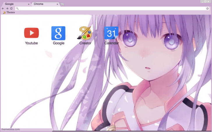 Purple Haired Anime Girl Chrome Theme Themebeta