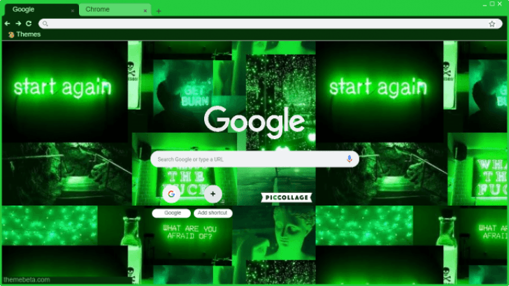 Neon Green Aesthetic Collage Chrome Theme - ThemeBeta