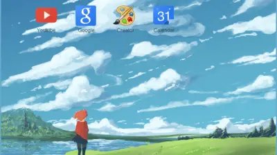 Anime ginger girl landscape