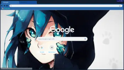 Anime girl blue hair black hoodie