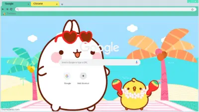 Molang and piu piu on a trip to ~hawaii~