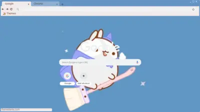 Molang flying on a broom