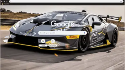 Grey Lamborghini Huracan Super Trofeo with yellow secondary