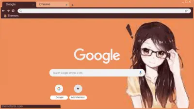 brown haired orange anime girl glasses