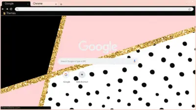 Pink Black Gold Glitter White Minimalist Polka Dot Abstract Minimmalist