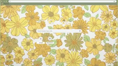 Vintage Floral Wallpaper Yellow and Green 