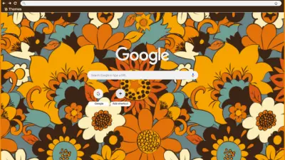 Retro wallpaper orange brown yellow blue cream