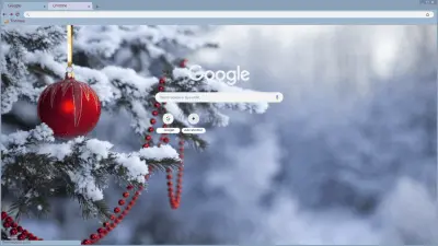 Red Ornament on Snowy Tree